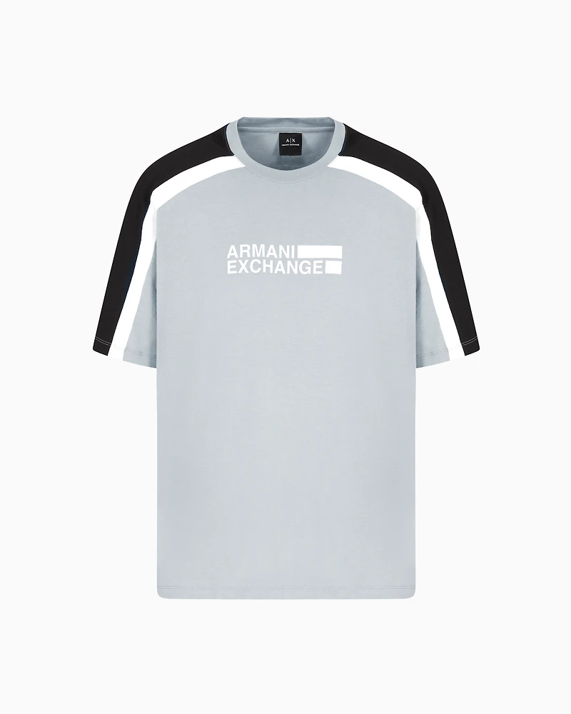 Short-sleeved sweatshirt with contrasting stripes