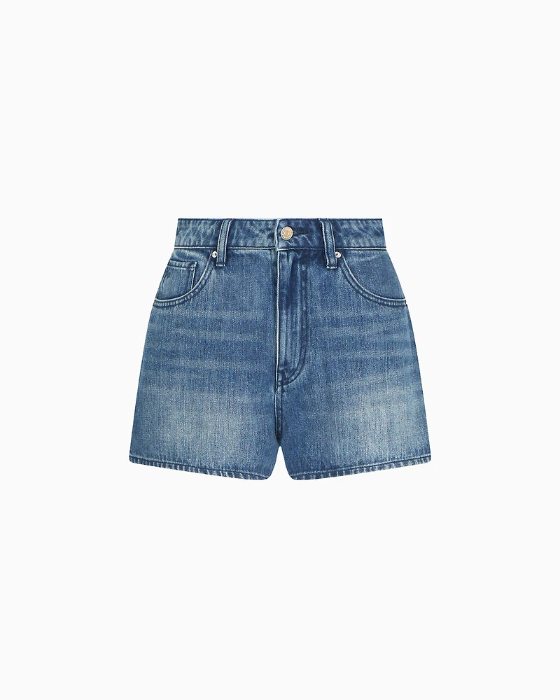 Used effect denim shorts