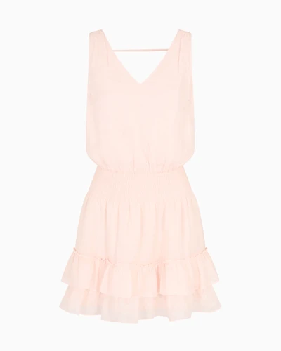 Short ramie ruffled dress