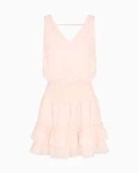 Short ramie ruffled dress