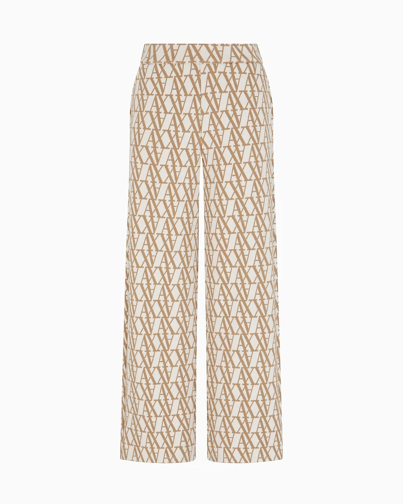 Wide-leg jacquard trousers with allover logo