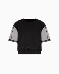 Cropped T-shirt with shaped bottom
