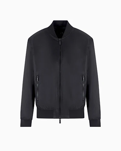 Satin bomber jacket with blurred back logo