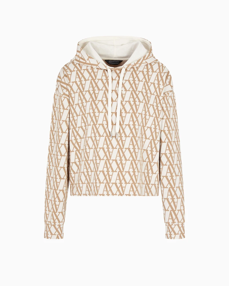Jacquard fabric sweatshirt with allover logo