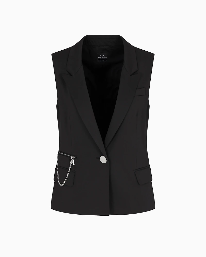Single breasted vest with pendant chain