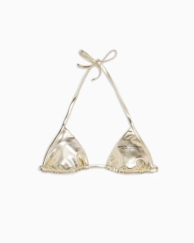 Metallic fabric bikini top