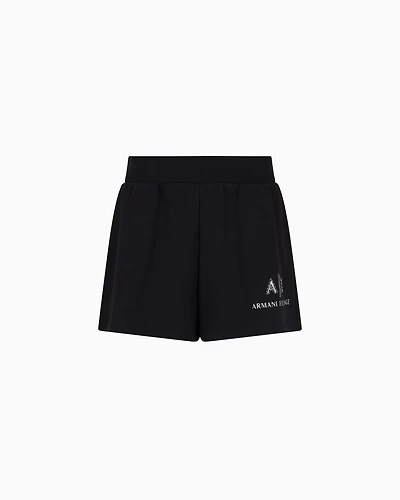 Sweatshirt shorts with logo and rhinestones
