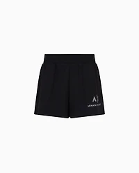 Sweatshirt shorts with logo and rhinestones