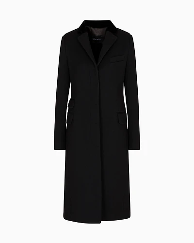 Emporio Armani - Wool cavalry coat with lapels, Woman, Black, Size: