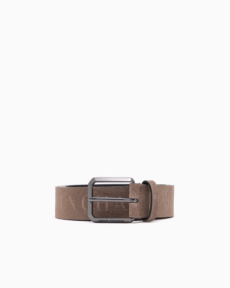 Leather belt with logo