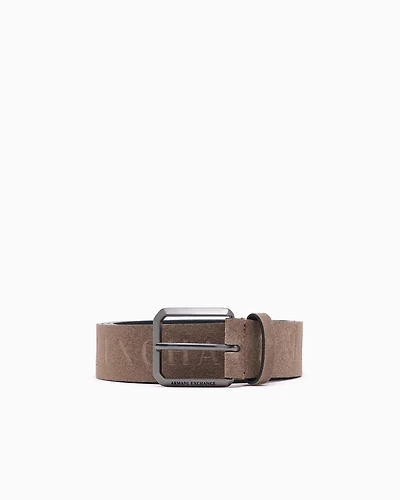 Leather belt with logo
