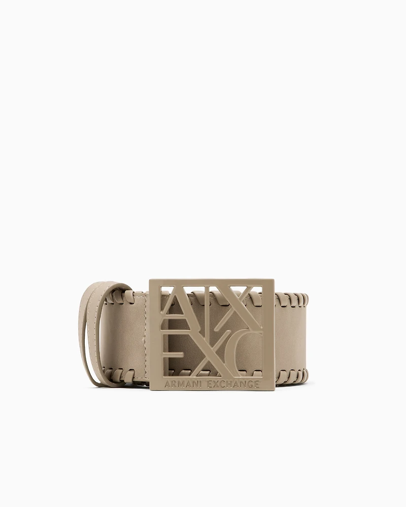 Suede belt with logo