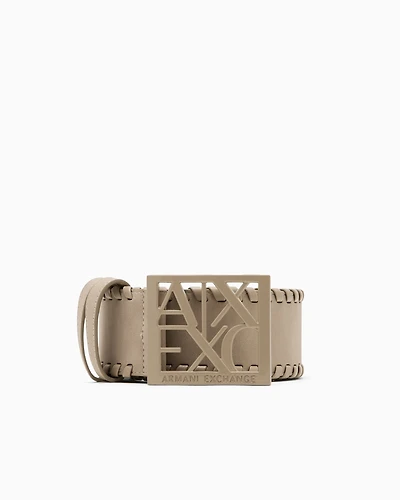 Suede belt with logo