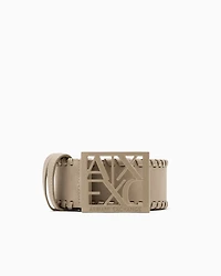 Suede belt with logo