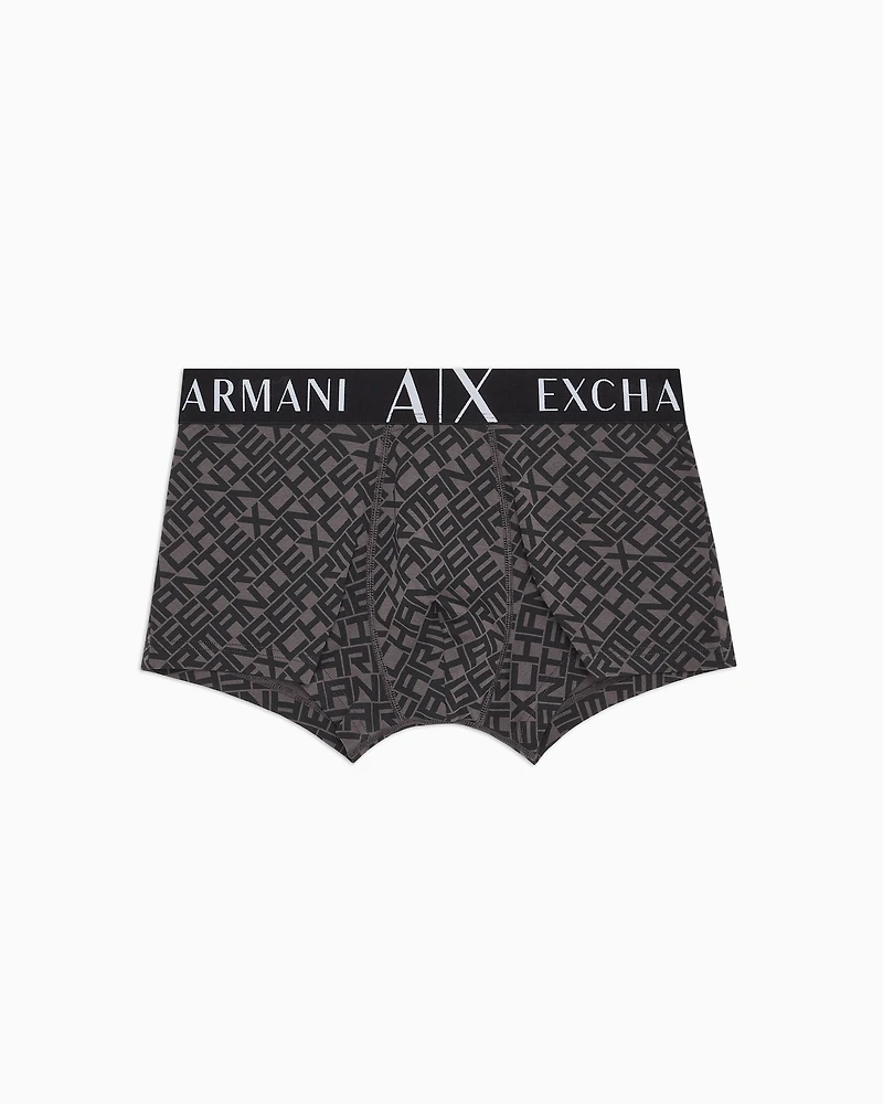 Stretch fabric boxer shorts with allover logo