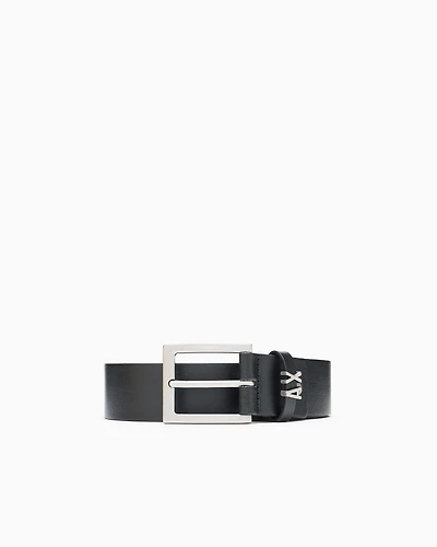 Leather belt with logo