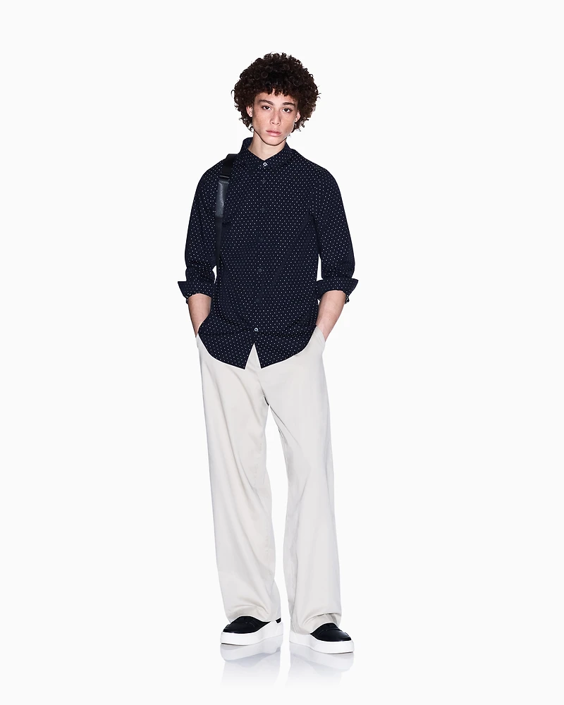 Regular fit cotton jacquard shirt