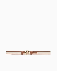Belt with gold round logo