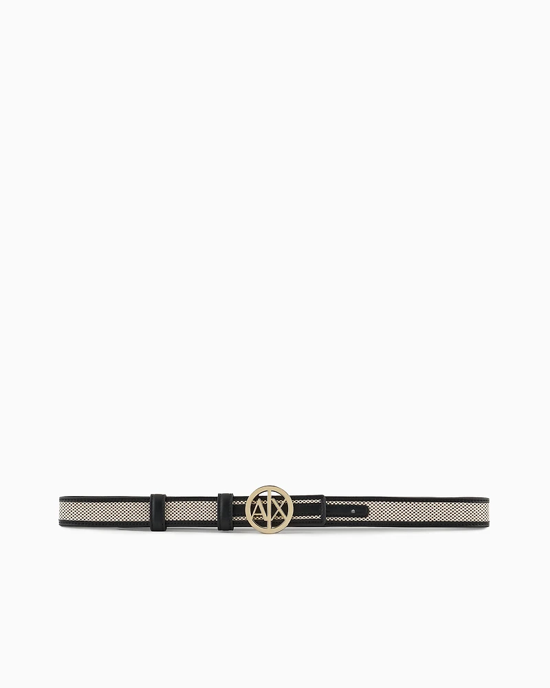 Belt with gold round logo