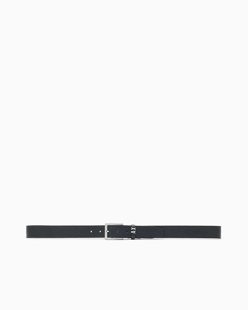 Leather belt with logo