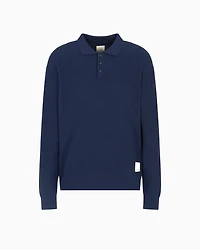 Emporio Armani - New York Capsule Collection rib-knit polo shirt, Man, Navy Blue, Size: