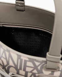 Large tote bag with double handles and shoulder strap