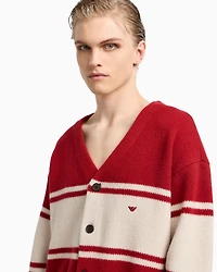 Emporio Armani - V-neck cardigan made of plush-knit virgin wool, Man, Red, Size: M