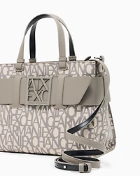 Large tote bag with double handles and shoulder strap