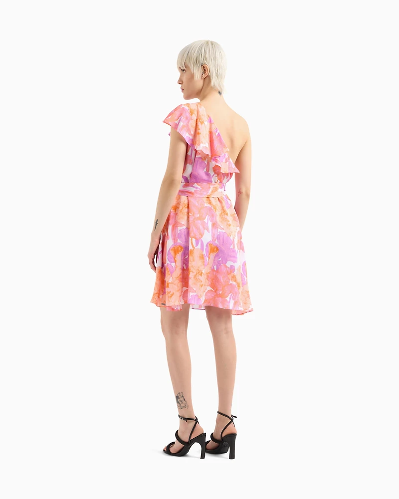 One-shoulder dress floral fabric