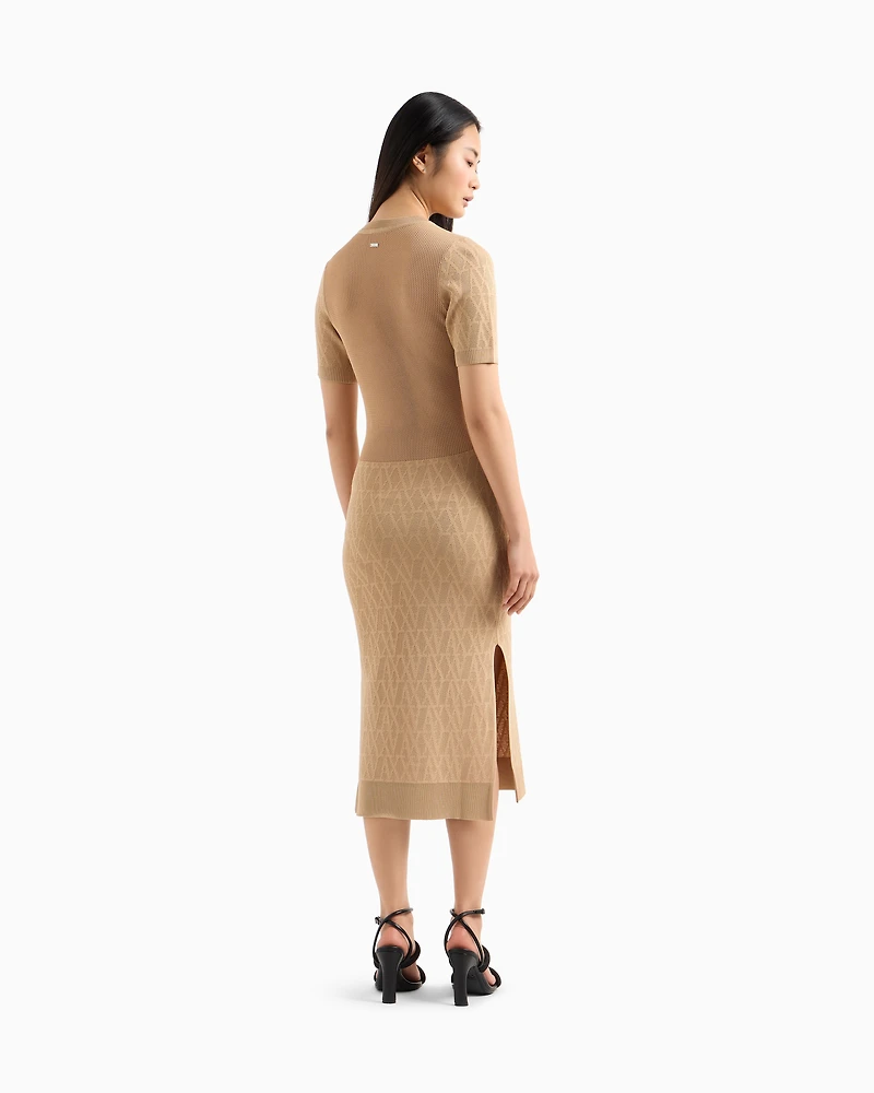 Longuette dress fabric with allover logo
