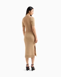 Longuette dress fabric with allover logo