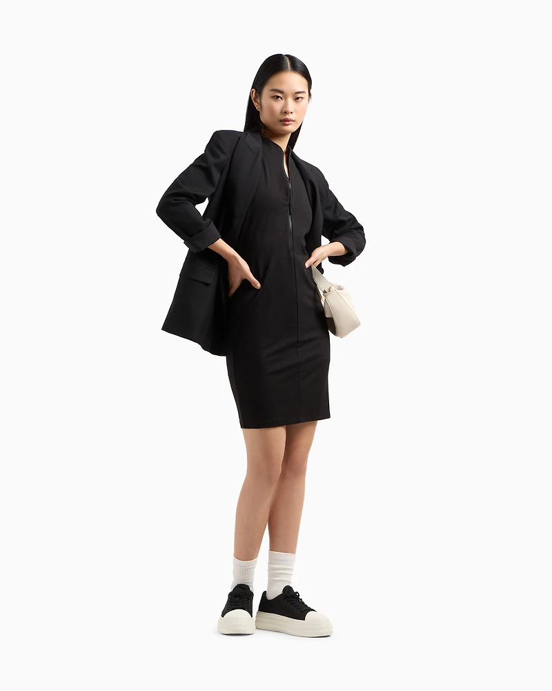 Stretch jersey midi dress with zip