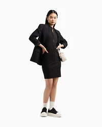 Stretch jersey midi dress with zip