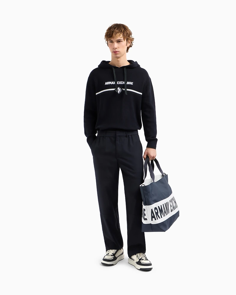 Cotton hoodie with central logo