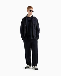 Slim fit stretch cotton shirt with contrasting collar