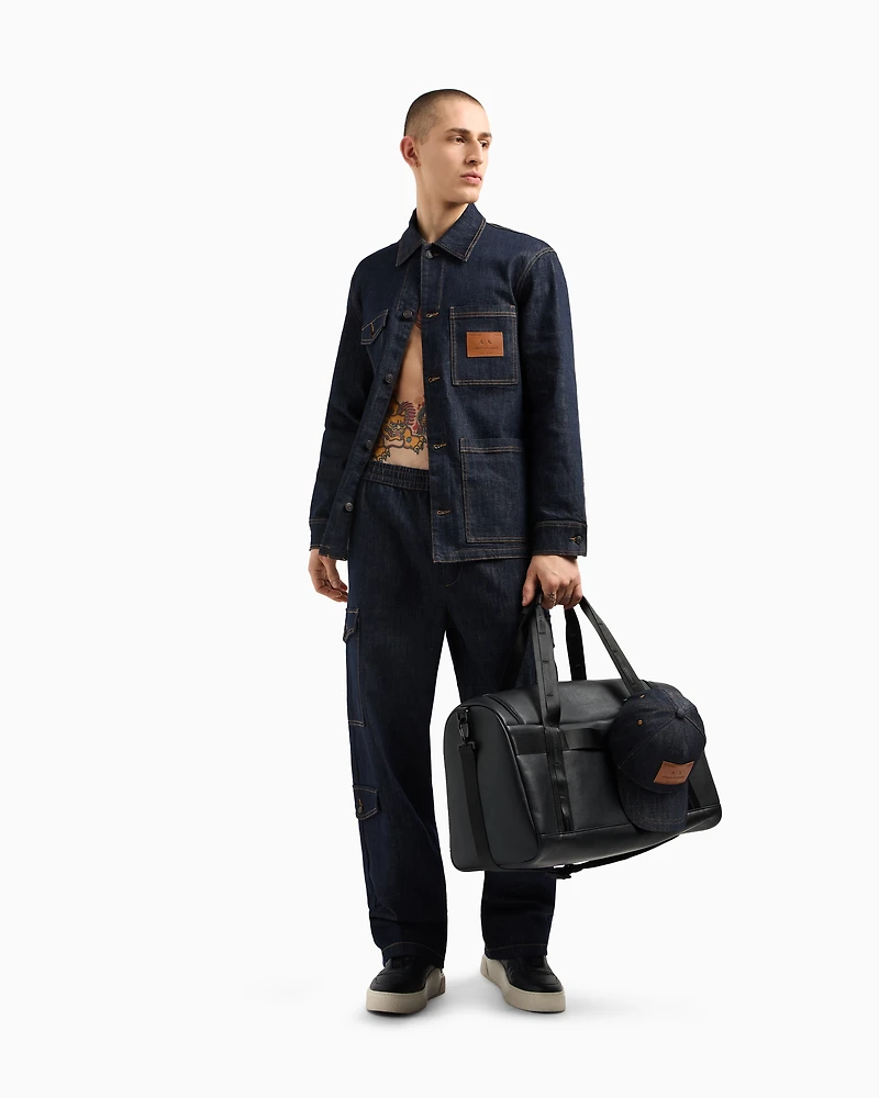 Denim jacket with logo patch