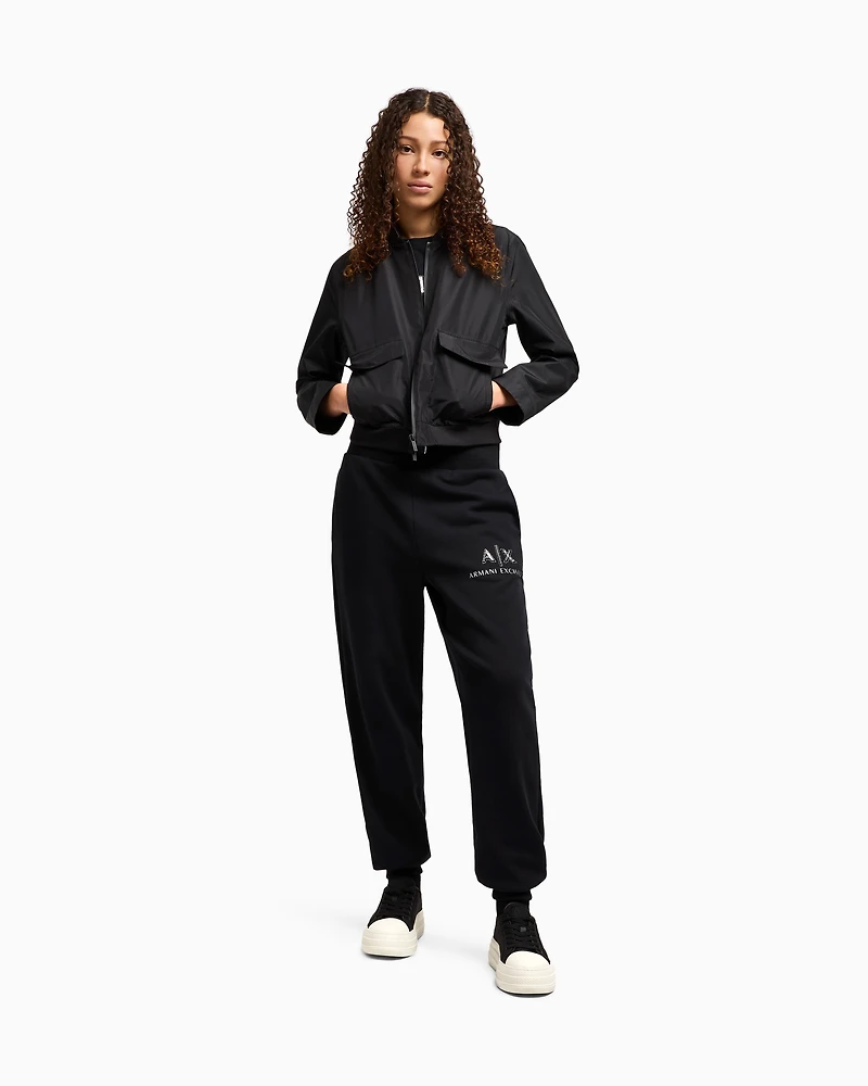 Jogger pants with logo and rhinestones
