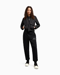 Jogger pants with logo and rhinestones