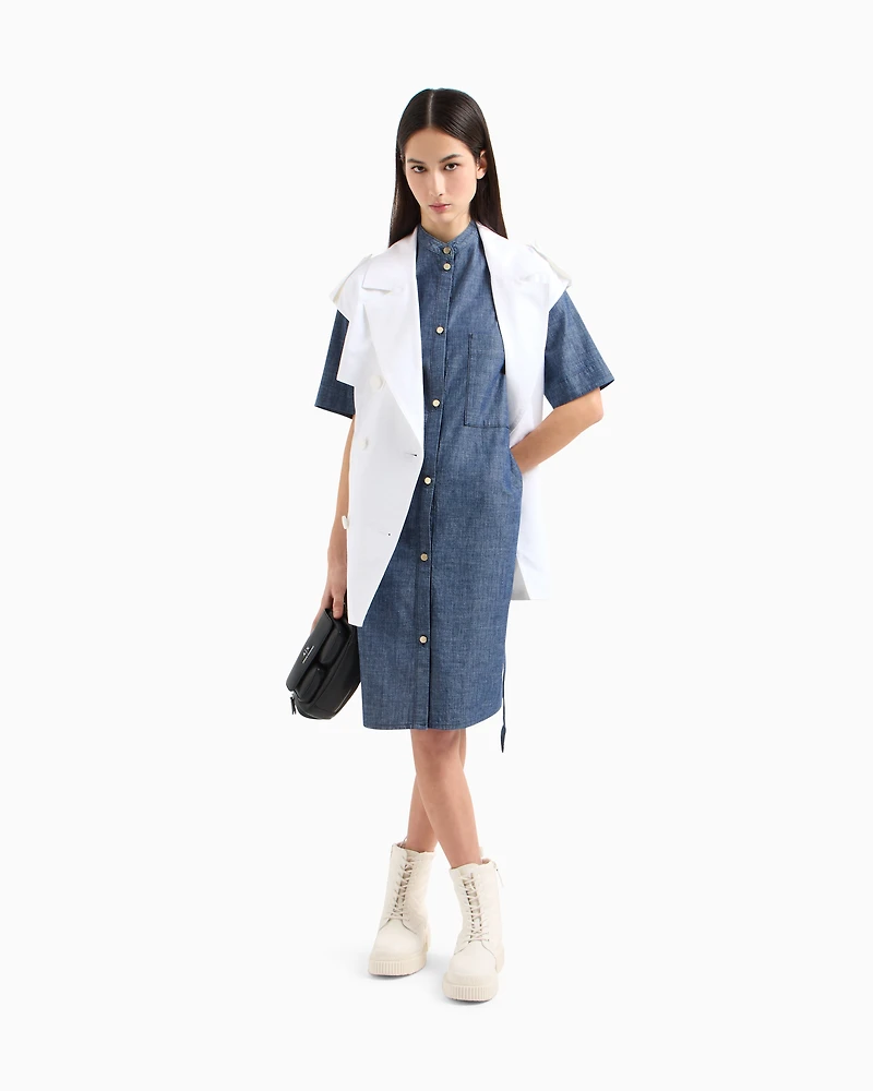 Cotton chambray smock dress