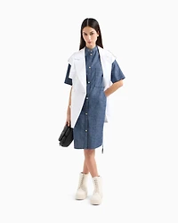 Cotton chambray smock dress
