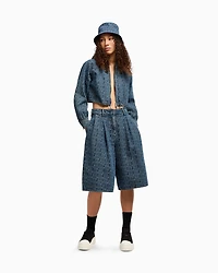 Short denim blouson with allover ASV logo