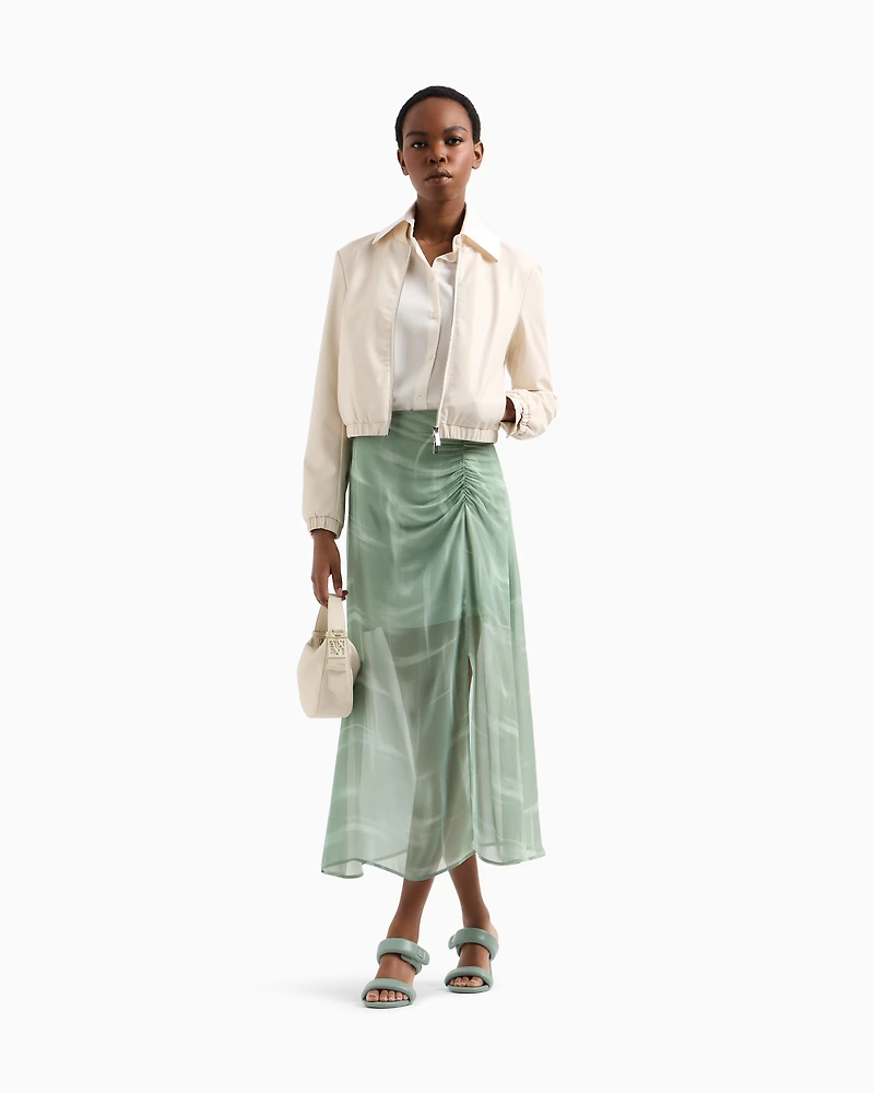 Draped Chiffon Midi Skirt
