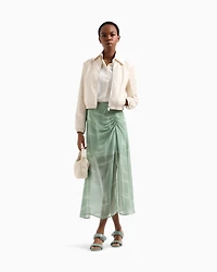 Draped Chiffon Midi Skirt