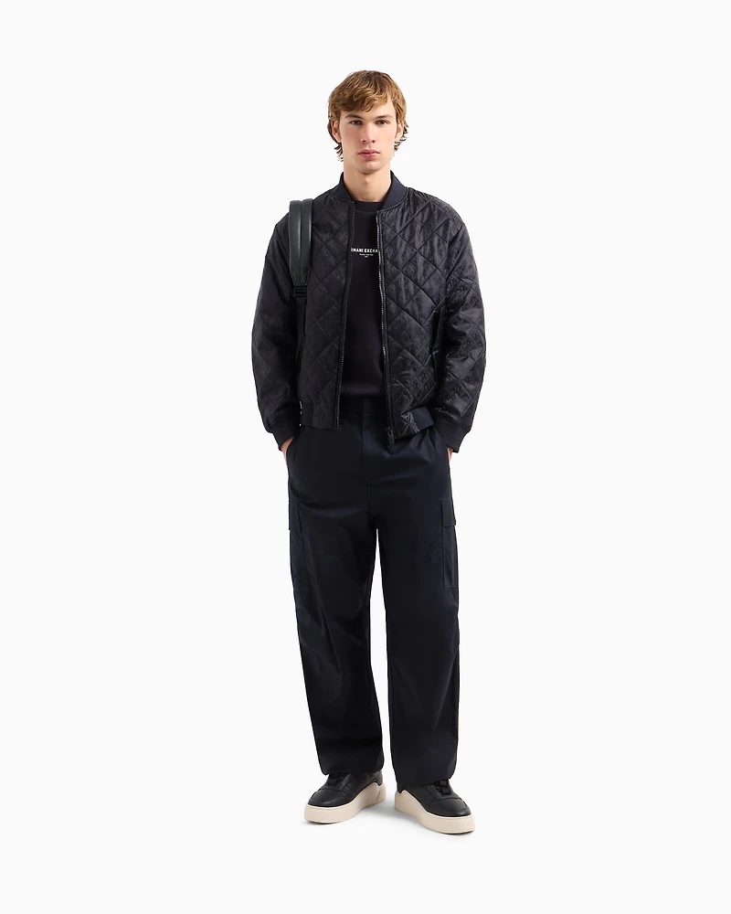 Quilted jacket with tone-on-tone logo