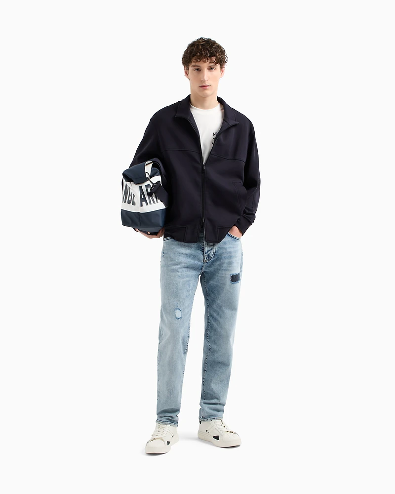 Full zip sweatshirt bonded cotton blend