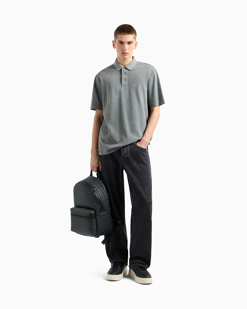 Used effect cotton piquet polo