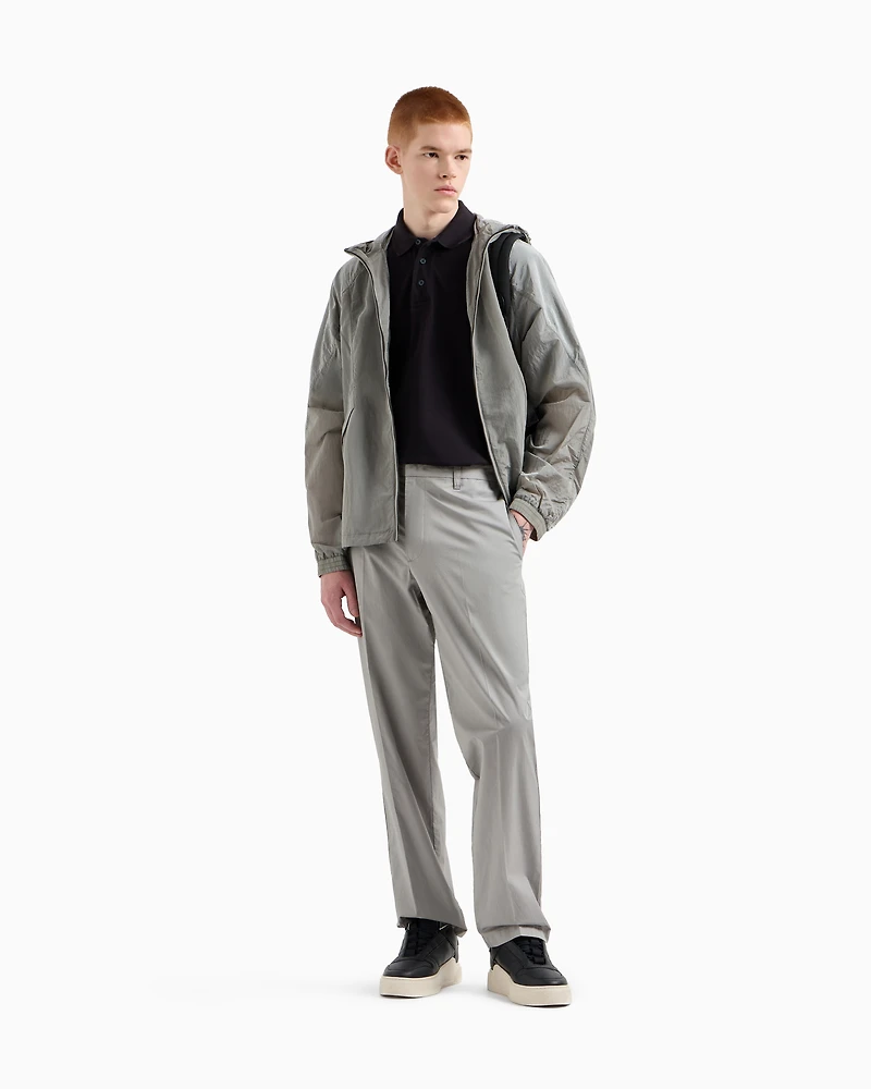 Nylon hooded blouson