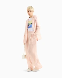 Cotton ramie pleated trousers