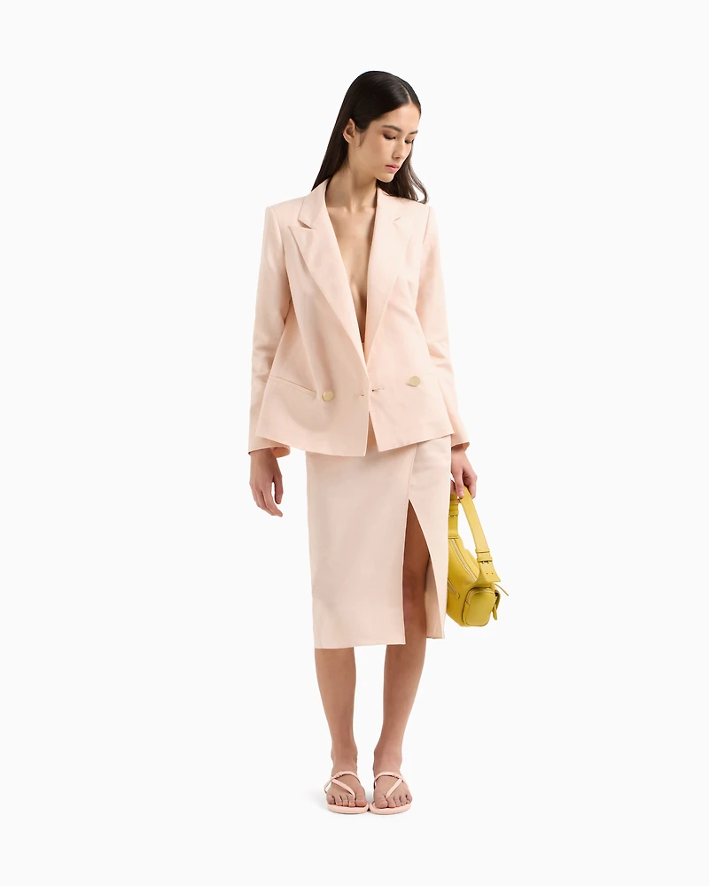 Linen blend longuette skirt