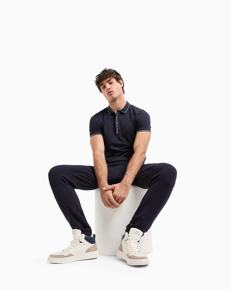 Polo with contrasting logo cotton spandex